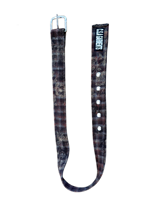 Plaid Floral Belt (Cut and Sew Handmade Belt) C.S.A 003